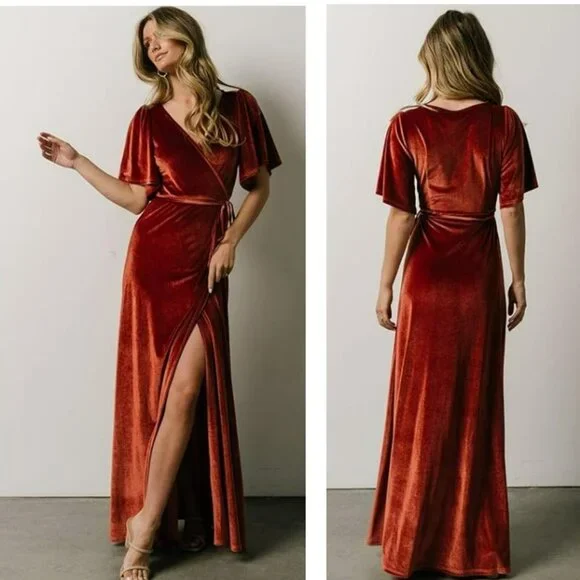 chinese dress ladies Meghan Velvet Wrap Maxi Dress